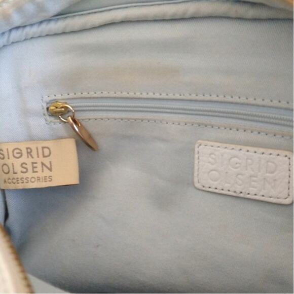 Sigrid Olsen White Leather Shoulder Bag Light Blue Lining Pre-Owned - Picture 12 of 16